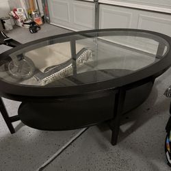 Glass Top Solid Wood Coffee Table