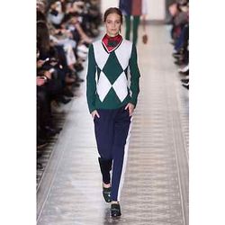 NWT Tory Burch Green Argyle White Sequin Top Lantilly Tunic Long Sleeve  