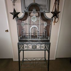 Ornate Rod Iron Bird Cage 
