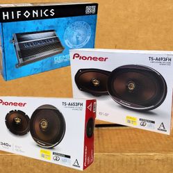 Hifonics Power Amplifier 4 Channel Speaker System Pioneer A-Series 6 1/2" & 6x9" 2-Way Coaxial Speakers 800 Watts Package 🚨 No Credit Needed 🚨 