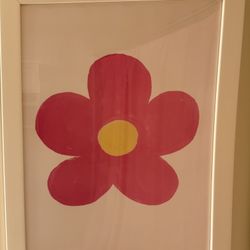 Trendy Retro Red Flower Wall Art Print (Haus & Hues Style)