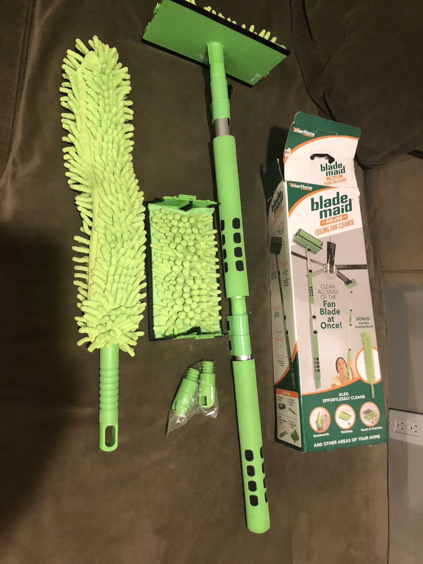 Blade Maid Deluxe Ceiling Fan Cleaner- Cleaning Tool with 6 Foot Extendable Pole, Cleaning Head, Reusable Fiber Duster, & Flexible Dusting Brush