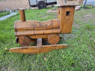 Antique Solid Wood Rocking Train Hand Carved