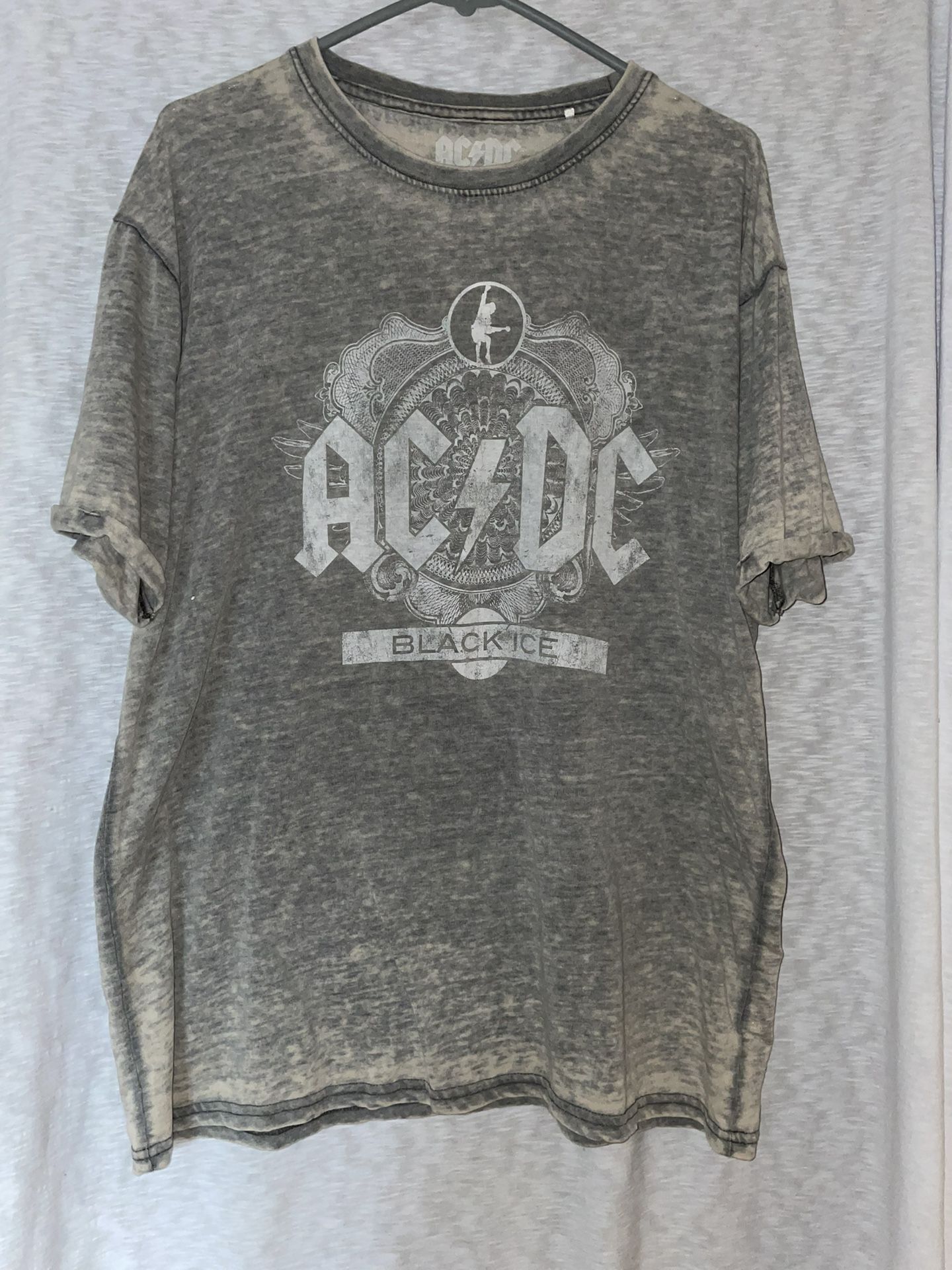 AC/DC Unisex-adult's Official Black Ice Burnout T Shirt - X-Large(charcoal)