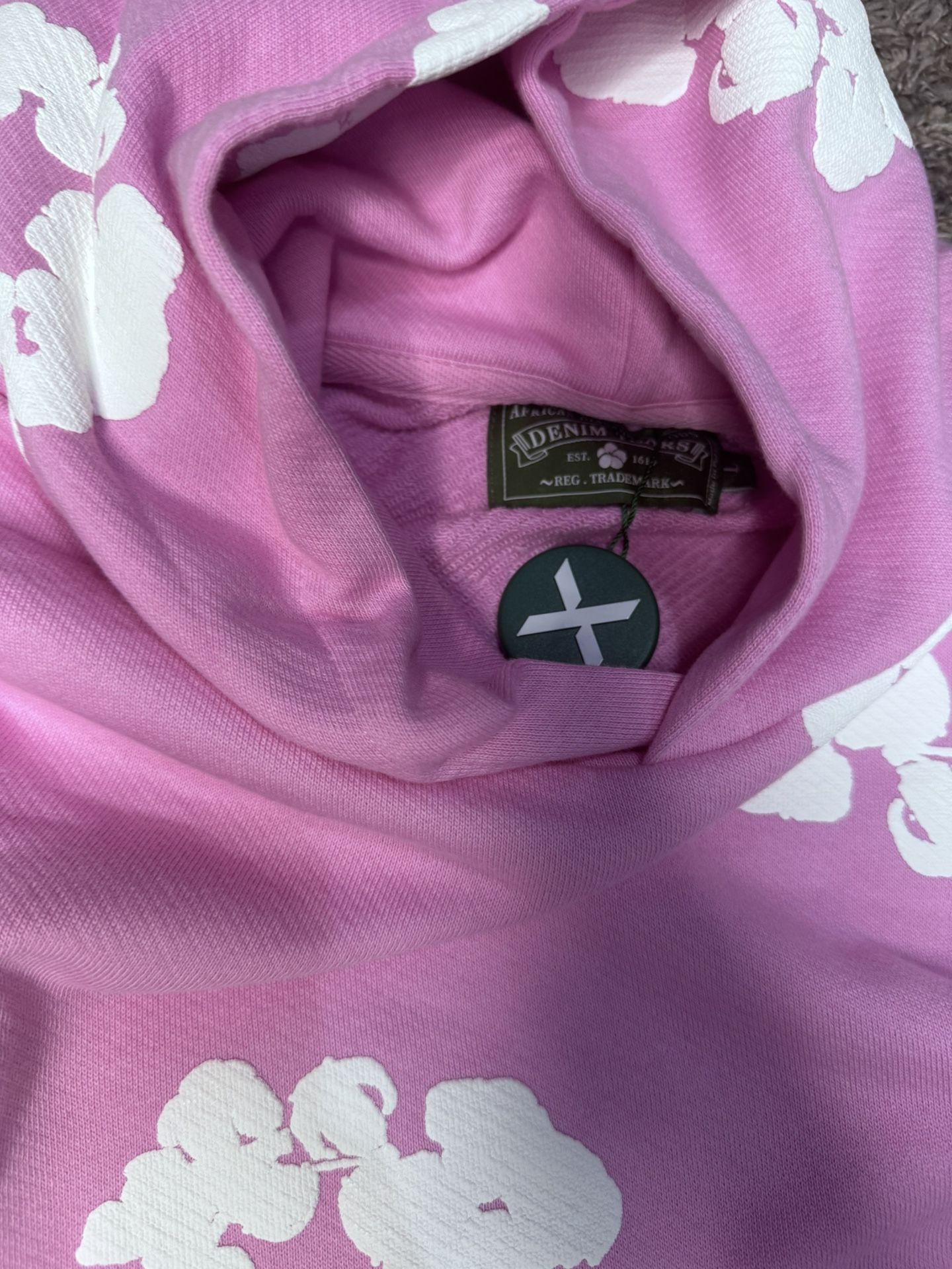 Pink Denim Hoodie Size Large (stockx Verified)