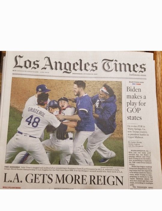 Dodgers 2020 World Series newspaper