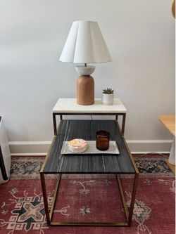 CB2 Marble & Brass Side Table / End Table – Excellent Condition