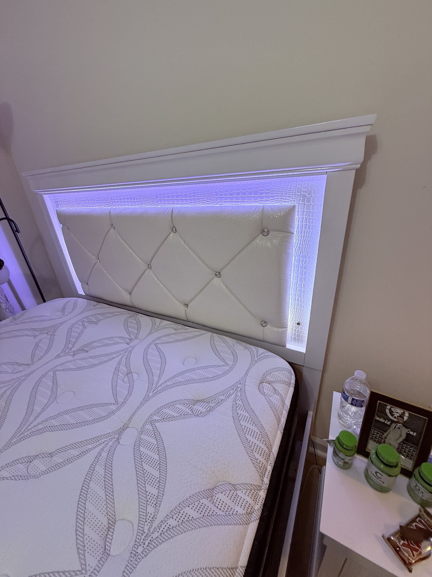 Bed Wooden Frame And Side Table