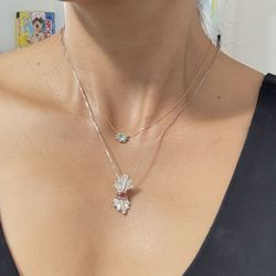 Authentic Tiffany & Co. 14KYG Sterling Silver & Ruby Ribbon/Bow Clip On Single Earring/Pendent