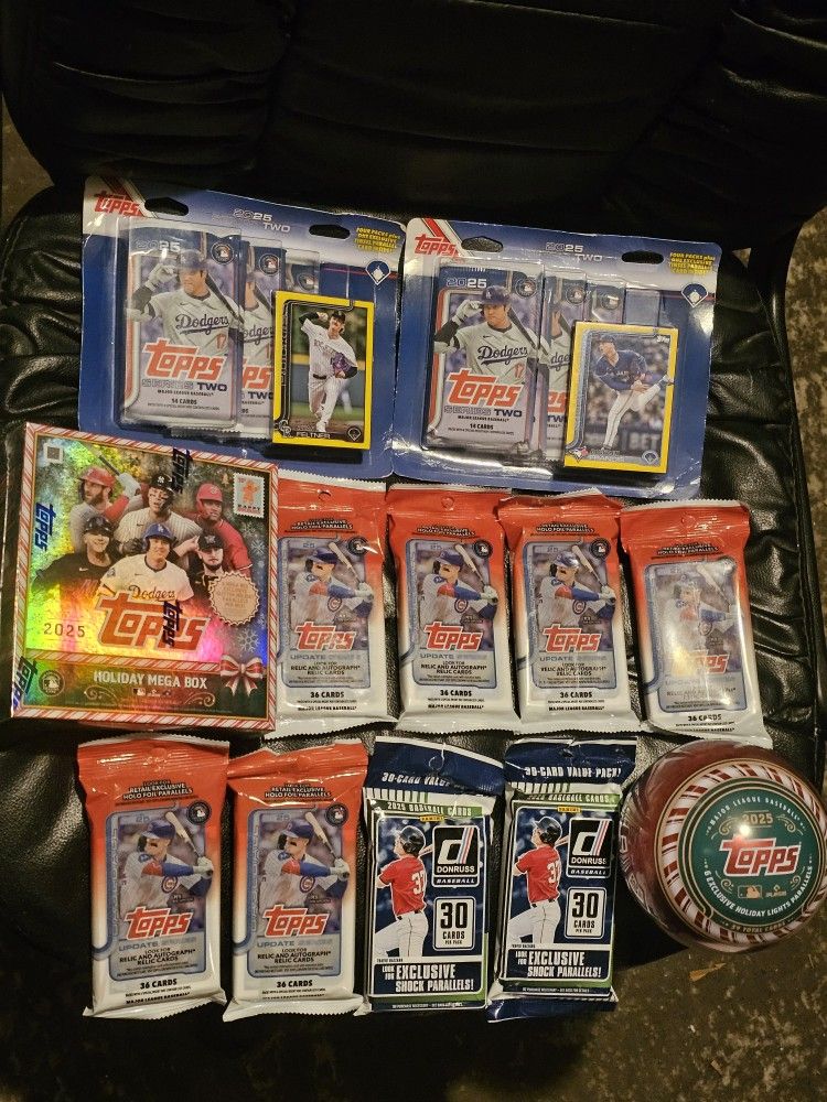 2025 Topps! Donruss! Baseball Cards! 1x Mega Box! 2x 4 Pack Blister Pack! 8x Jumbo Value Pack! 1x Baseball Tin! New Factory Sealed!