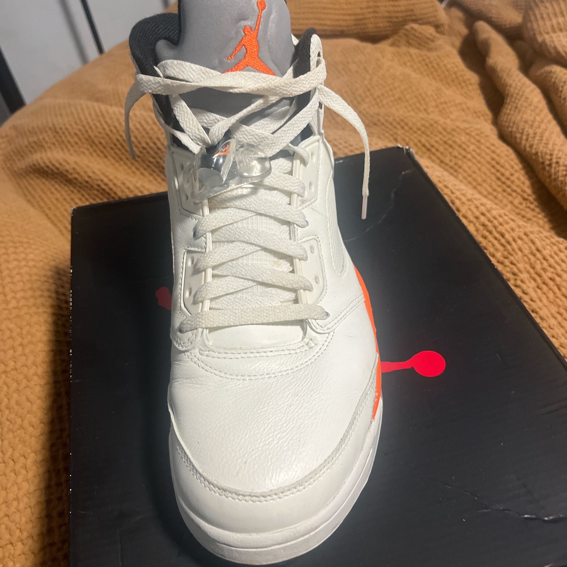White And Orange Jordan 5s