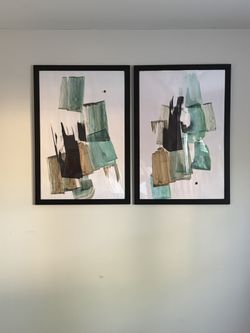 Large 2-Piece Abstract Framed Wall Art – 24x36 Each – Modern Designer Style