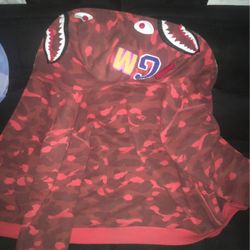 BAPE Red Camp Shark Hoodie