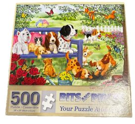 Bits and Pieces 300 Large Pc Jigsaw Puzzle Cute Dogs In Garden 18x24 Free Ship