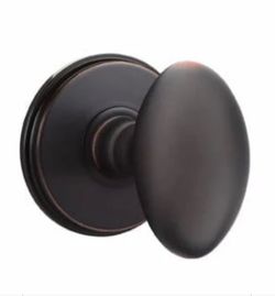 Oil rubbed Bronze Emtek Egg Knob with round Rosette lock-less passage