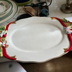 Christmas decor vintage Disney oval plate pinnochio mickey dumbo and red ribbons