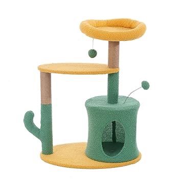 Green Small Cat Climbing Frame, Cat Litter, Cat Scratching Post, Cat Bed, with Kitten Toys Are Suitable for Indoor Cats $19.99