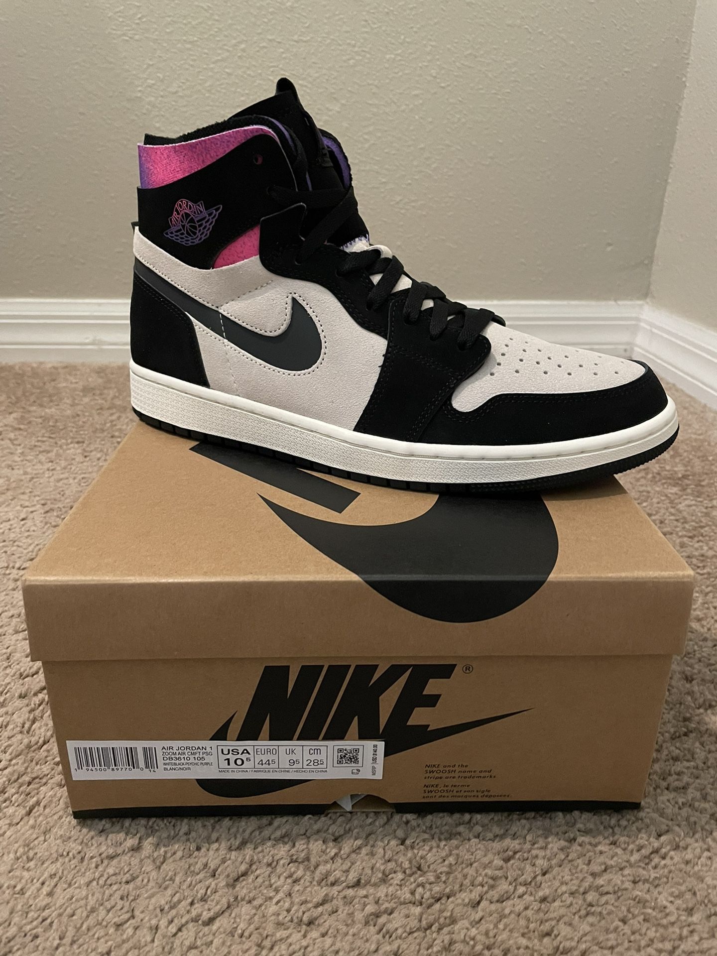 New Jordan 1 High Zoom Comfort Paris Saint-Germain 2021 Men Size 10.5 Dead Stock