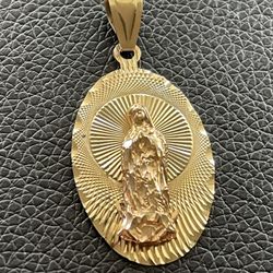 GOLD PENDANT VIRGEN GUADALUPE DIJE 14K  ORO  SOLIDO 