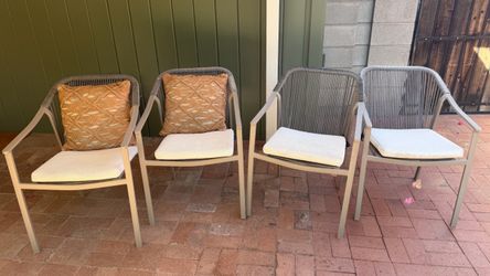 Set of 4 Rope Wrapped Outdoor Dining Chairs