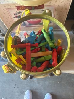Colorful Wooden Peg Building Blocks Set