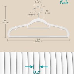 SONGMICS Pack of 50 Coat Hangers Space-Saving Plastic Clothes Hangers - White / Purple