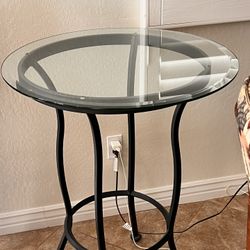 Glass Bistro Table And 3 Pub Chairs 