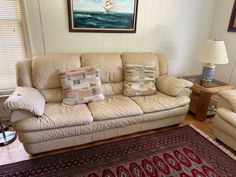 FREE- Cream Leather Sofa and Loveseat