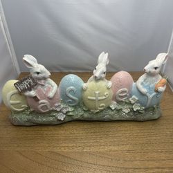 Decorative Easter Egg Sign with Bunnies by Valerie