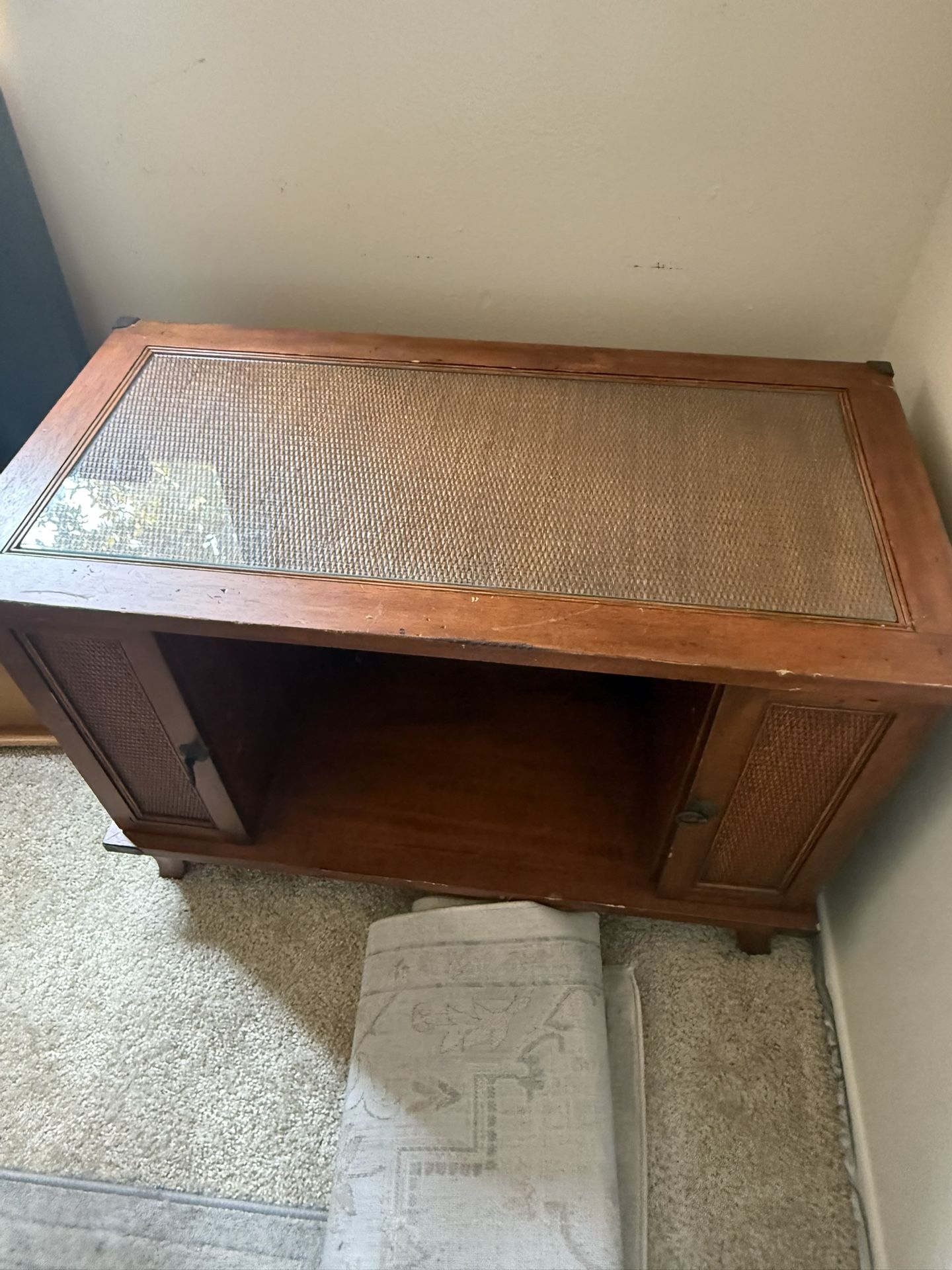 liquor cabinet , hutch , tv stand, end table side table with glass top