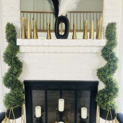 Set Of Black And Gold Plant Stands