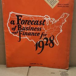 Antique 1928 FORBES A Forecast of Business and Finance for 1928 Magazine 
