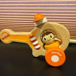 Plan Toys helicopter 5685 wooden push and play toy


