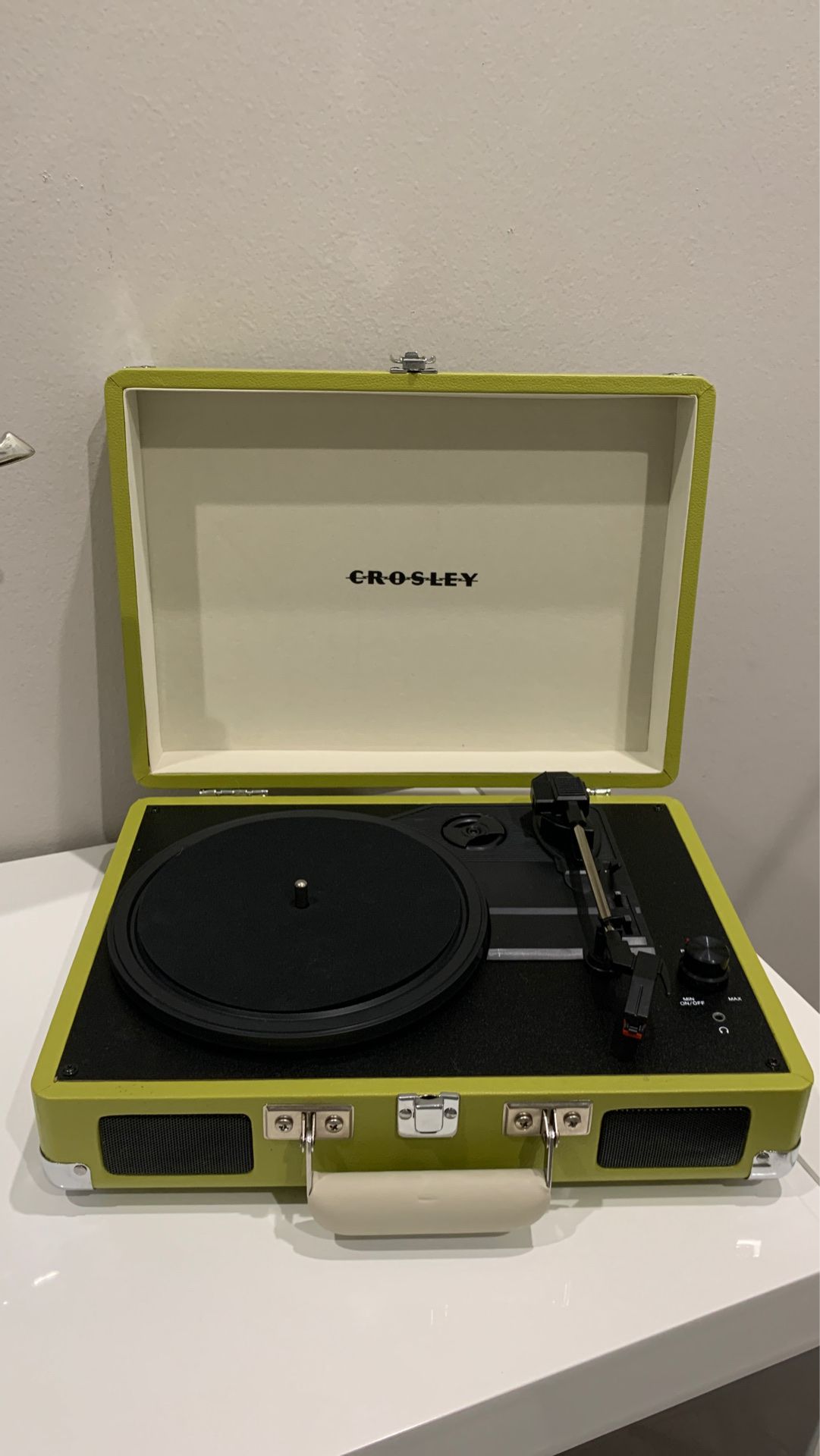 Crosley lime green record player