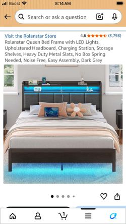 NEW Queen Bed Frame w/LED Lights, charging station, & more!