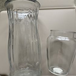 Nice Glass Vases - 1 Big And 1 Small -  Both In Excellent Condition