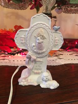 Precious Moments Girl/Lamb Cross Shaped Night Light 374709
