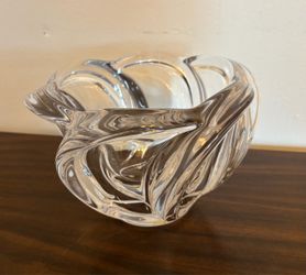 Vintage Signed Art Vannes France Crystal Hand-Blown Art Glass Bowl