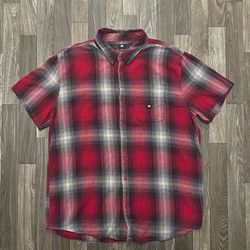 Y2k DC 🔥Red Plaid Skater Flannel With Cut Sleeves