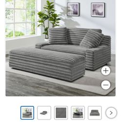 Thomasville Wills Fabric Oversize Chair and Storage Ottoman