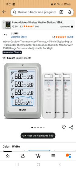 UNNI wireless weather station with thermometer and hygrometer (model UN0582).