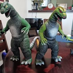 2  DORMEI , 1997 GODZILLA figures.  Good Condition.  17 inches  height.  .  collectible. Dormei 1996,  and Dormei 1997. asking $160 for both.