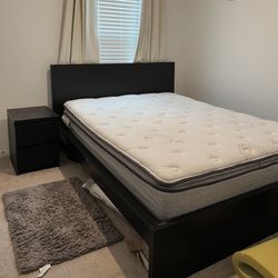 IKEA Queen Bed Frame, Mattress, And Nightstand 