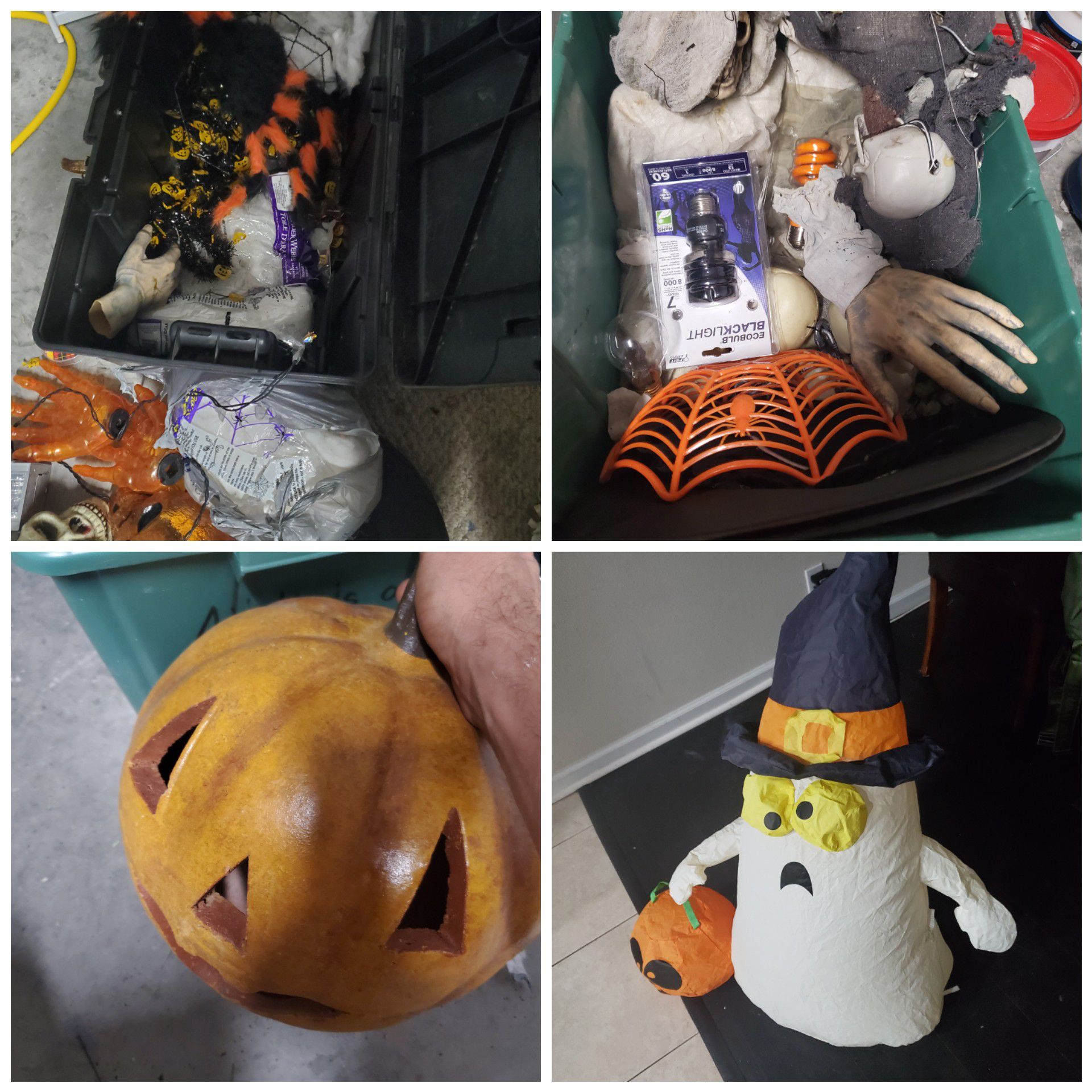Halloween decorations- pumpkin, inflatable boo, lights, scarecrows