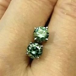 TWO SETS 2 CT EA SILVER GENUINE MOISSANITE EARRINGS 