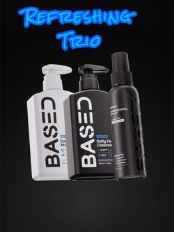 NEW BASED BODYWORKS Refreshing Trio Skincare Set Cleanser Moisturizer Spray