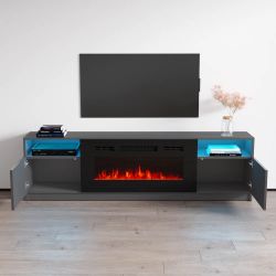 TV Stand for TVs up to 90" with Electric Fireplace Included