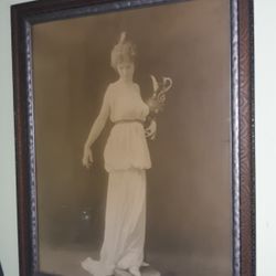 Large Antique Black Ant White Photograph Art Nouveau Woman 
