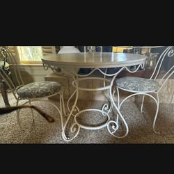 Child’s Bistro Set White Iron Table & Chairs