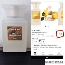 TF Eau De Soleil Blanc 100ml 98% full no box.